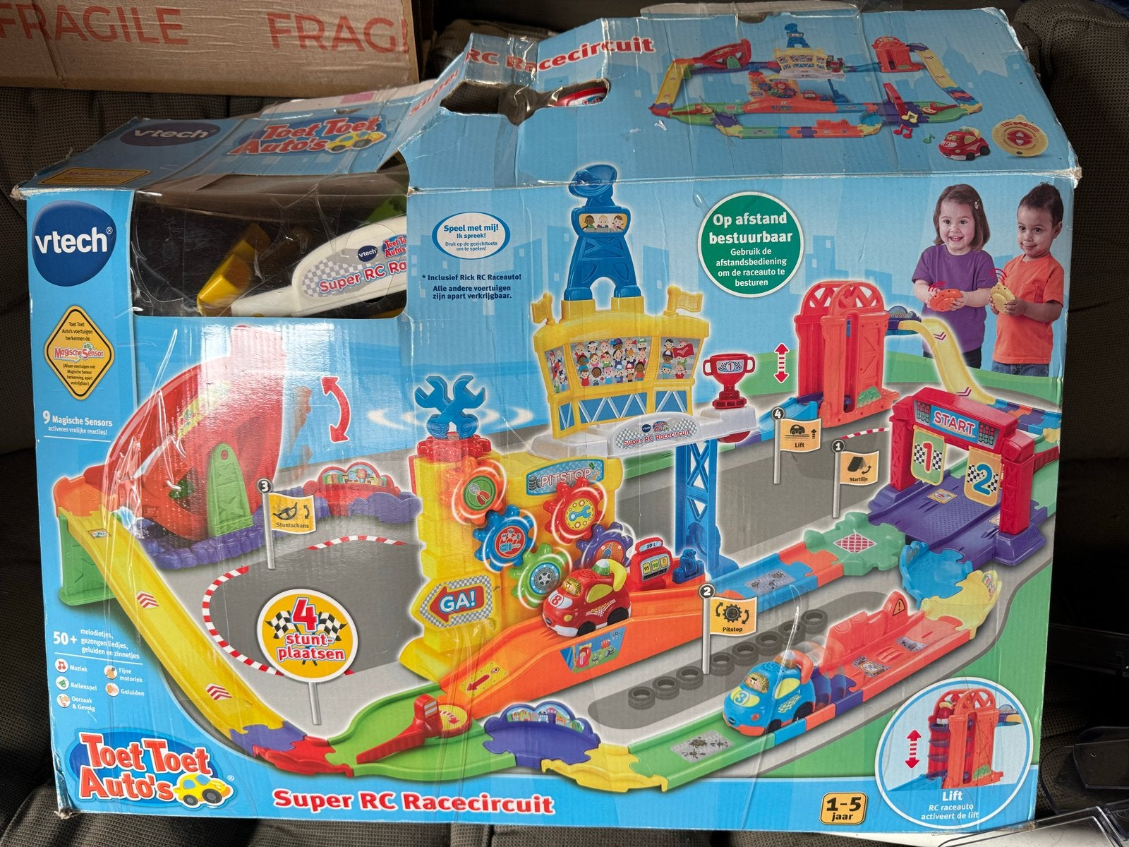 Vtech Toet Toet Auto's Super RC Racecircuit met doos, Ophalen, Gebruikt, Afstandsbediening