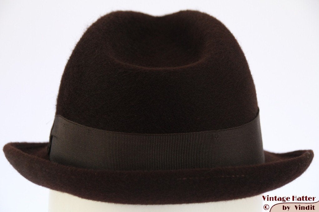 Vintage Gleufhoed Astor Gran Lusso donker bruin haarvilt 54, Astor Gran Lusso, Hoed, Ophalen of Verzenden, 57 cm (M, 7⅛ inch) of minder