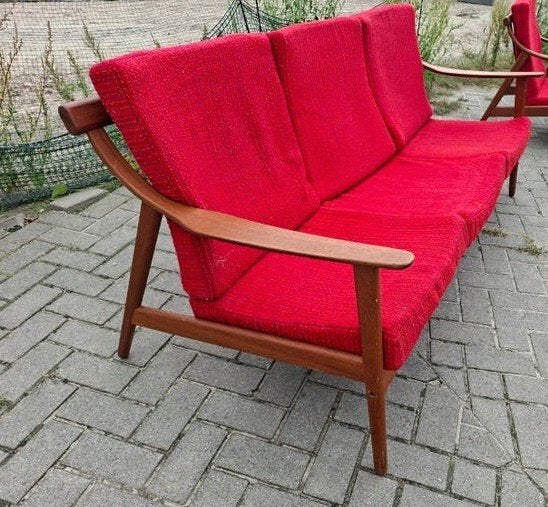Vintage MK-119 Arne-Hovmand Olsen Mogens Kold lounge bank, Ophalen, Gebruikt, Rechte bank