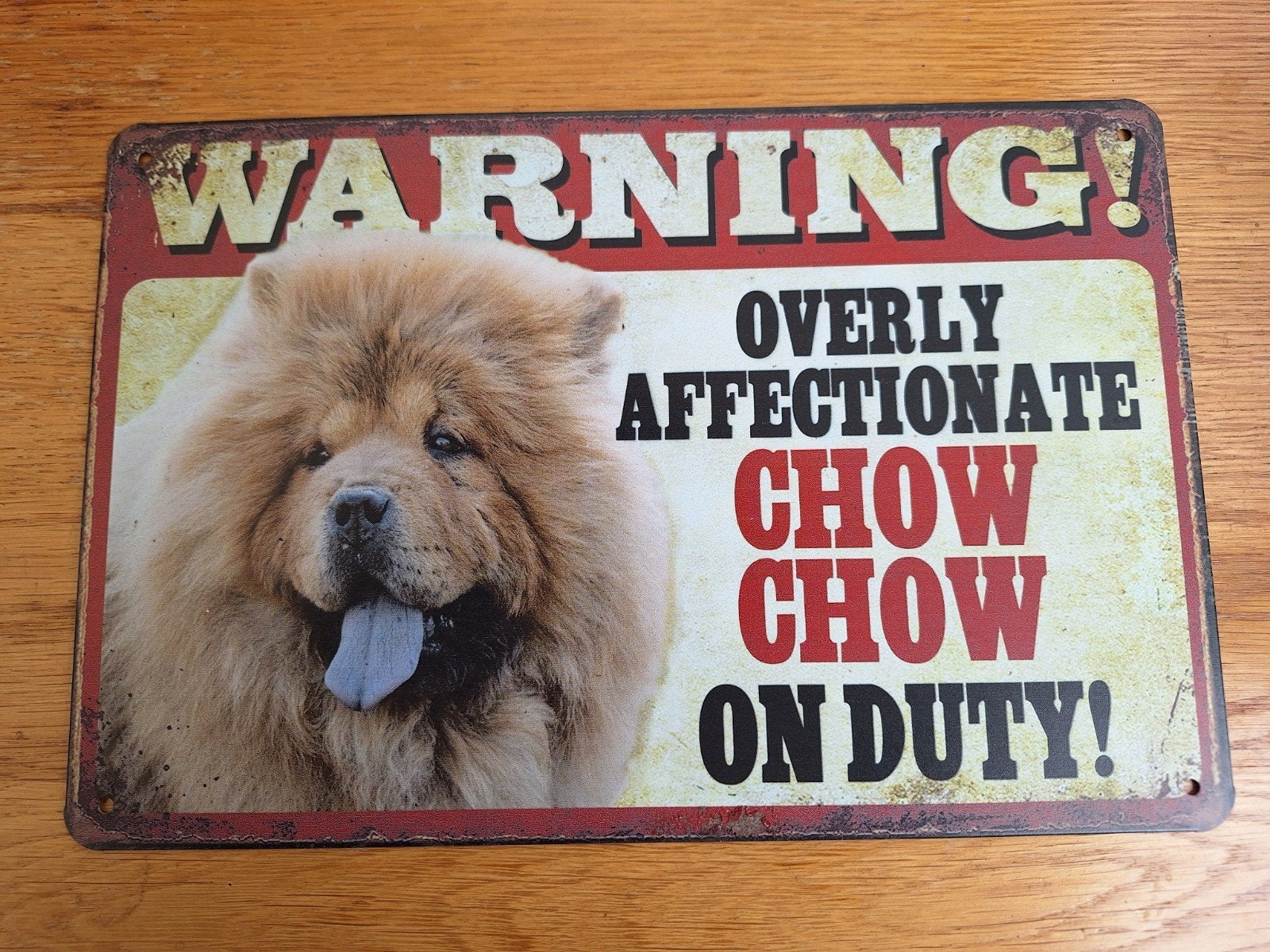 Waarschuwingsbord Chow Chow - Decoratief metalen bord, Vintage, Meerkleurig, Nieuw, Ophalen of Verzenden