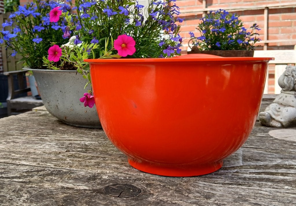 Vintage, retro Mepal oranje mengkom, beslagkom, Ophalen of Verzenden, Huis en Inrichting