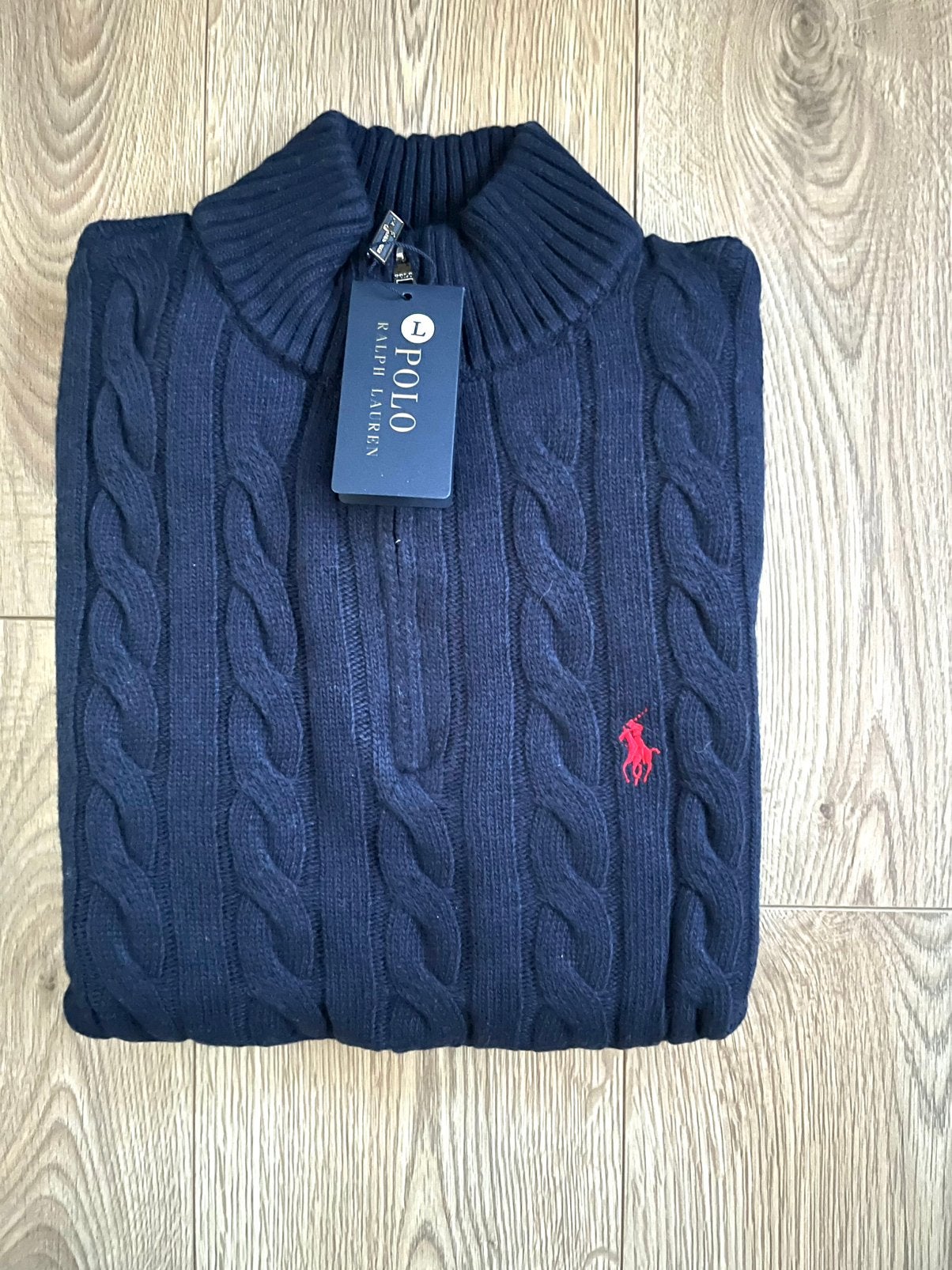 Ralph Lauren Knitted Quarter Zip - Navy Blue - L, Ophalen of Verzenden, Nieuw, Maat 52/54 (L), Blauw