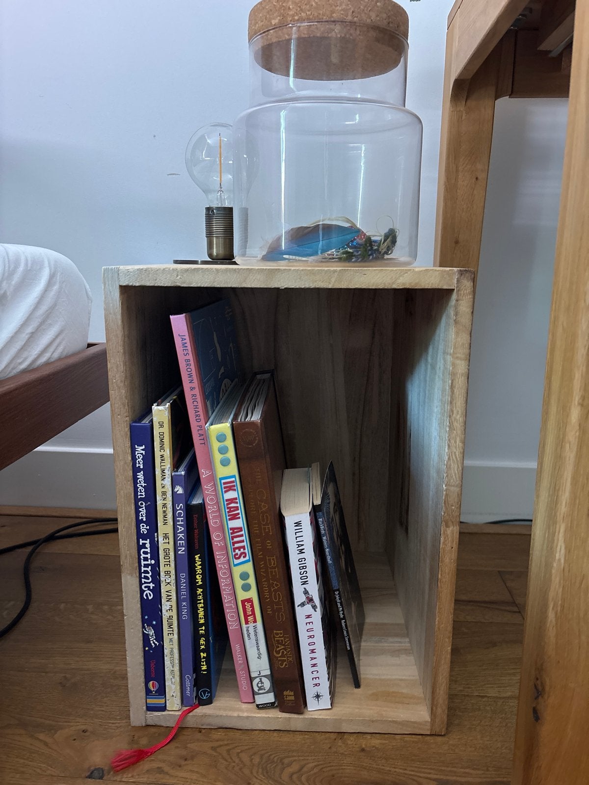 Eiken houten nachtkastje/opbergkubus, Ophalen, Gebruikt