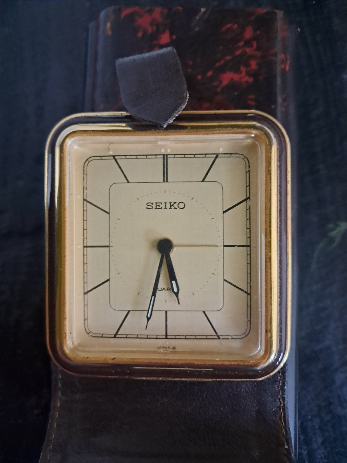 Vintage Seiko reiswekker in leren etui, Ophalen of Verzenden