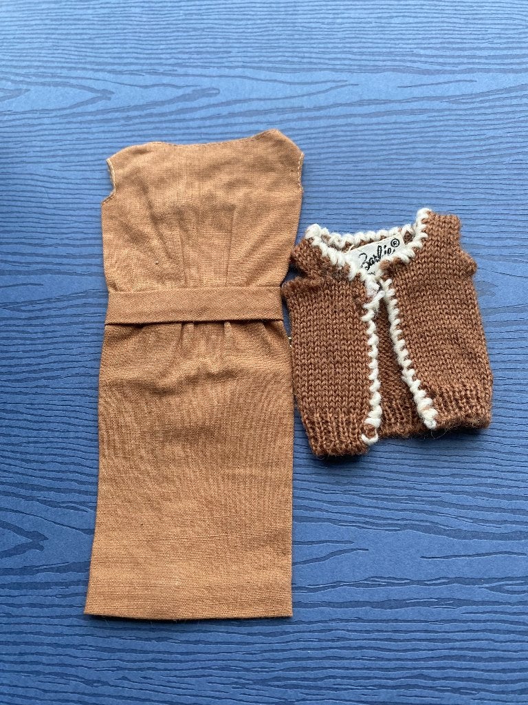 Vintage Barbie Sorority Meeting jurk en vest 1962, Verzenden, Gebruikt, Fashion Doll