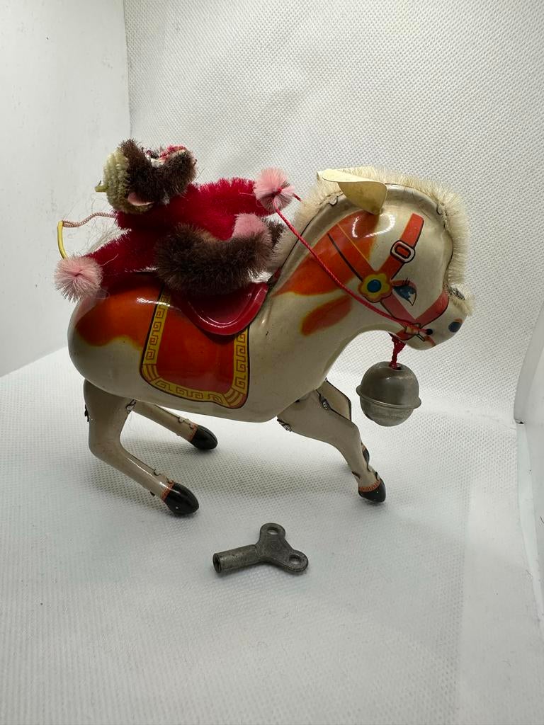 Vintage Blikken Speelgoed MS 764 - Monkey Riding Horse - CIB, Verzamelen, Ophalen of Verzenden, Zo goed als nieuw