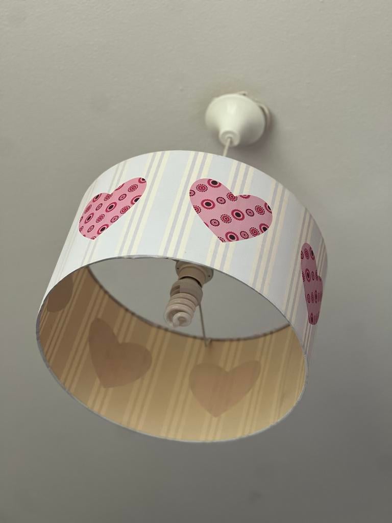 Leuke kinderlamp met hartjespatroon, Ophalen of Verzenden, Gebruikt, Stof, Minder dan 50 cm