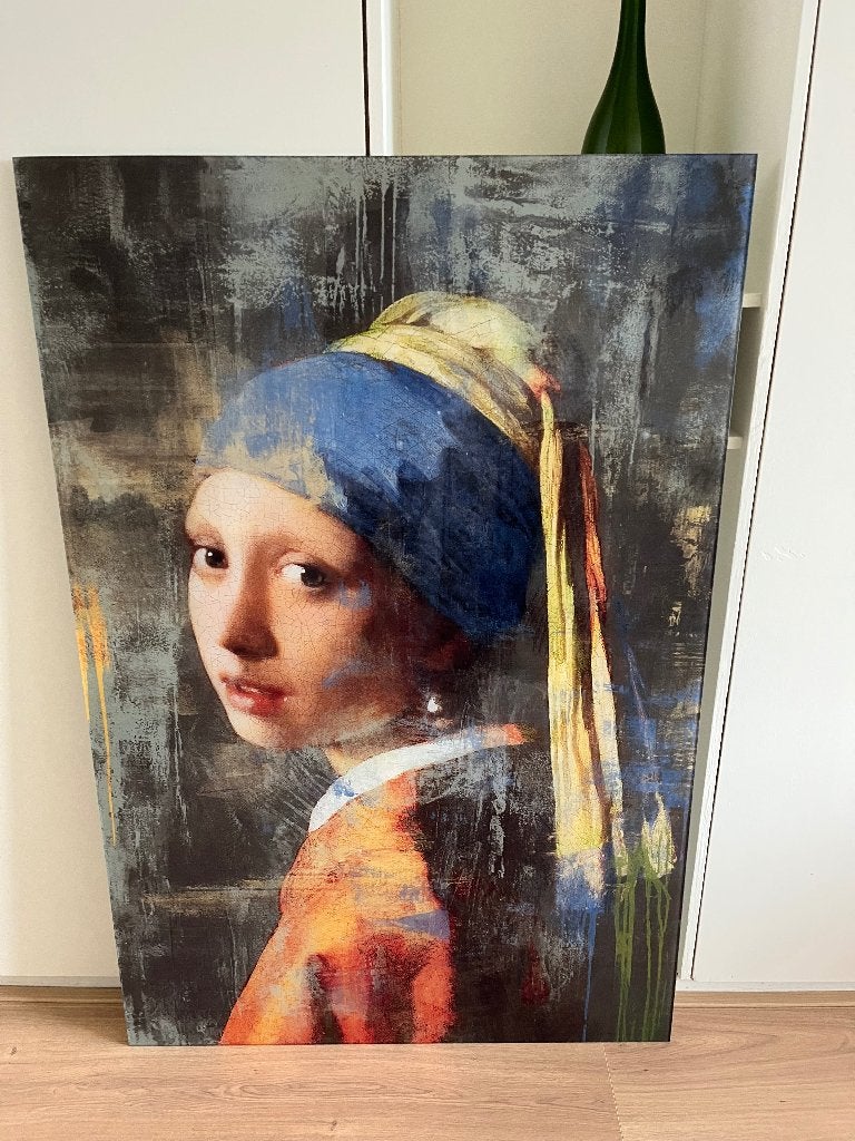 Meisje met de parel plexiglas 80x120 cm, Ophalen, Gebruikt, Schilderij, 120 cm