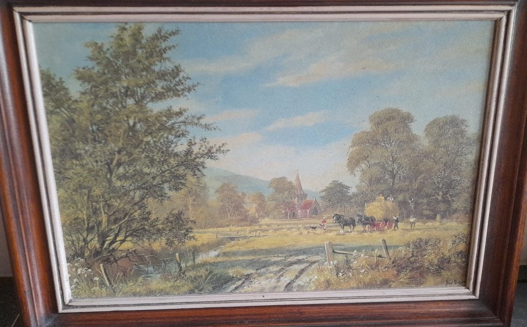 Don Vaughan: Buco schilderij - zomer/winter landschap., Acrylverf, Doek, Ophalen of Verzenden, Landschap