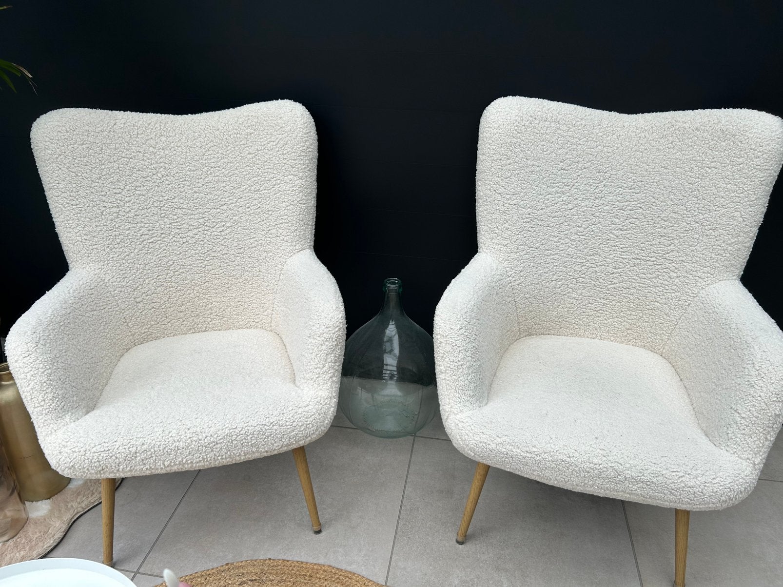 Fauteuil teddystof offwhite, Ophalen, Minder dan 75 cm, Zo goed als nieuw, Stof