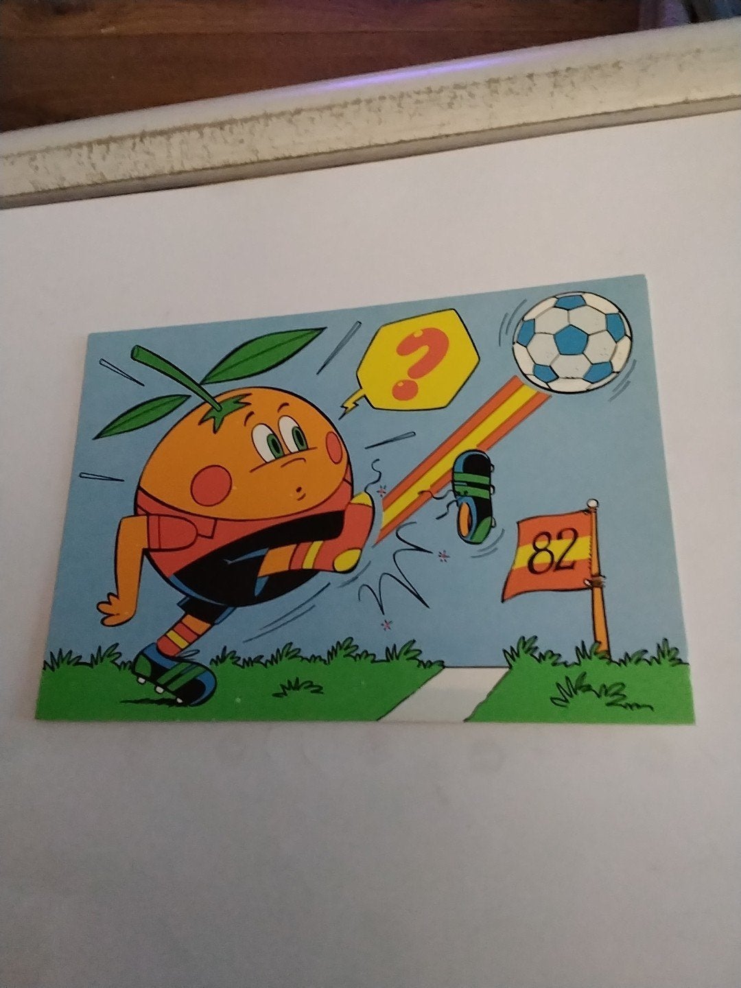 Vintage Ansichtkaart WK Voetbal 1982 Oranje Mascotte, Ophalen of Verzenden, 1980 tot heden, Ongelopen
