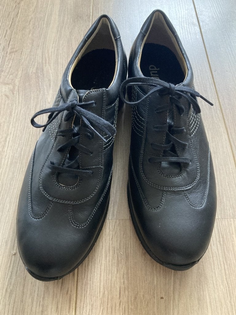 Nieuw, zwart leren sneakers/veterschoenen - Durea, Durea, Zwart, Nieuw, Ophalen of Verzenden