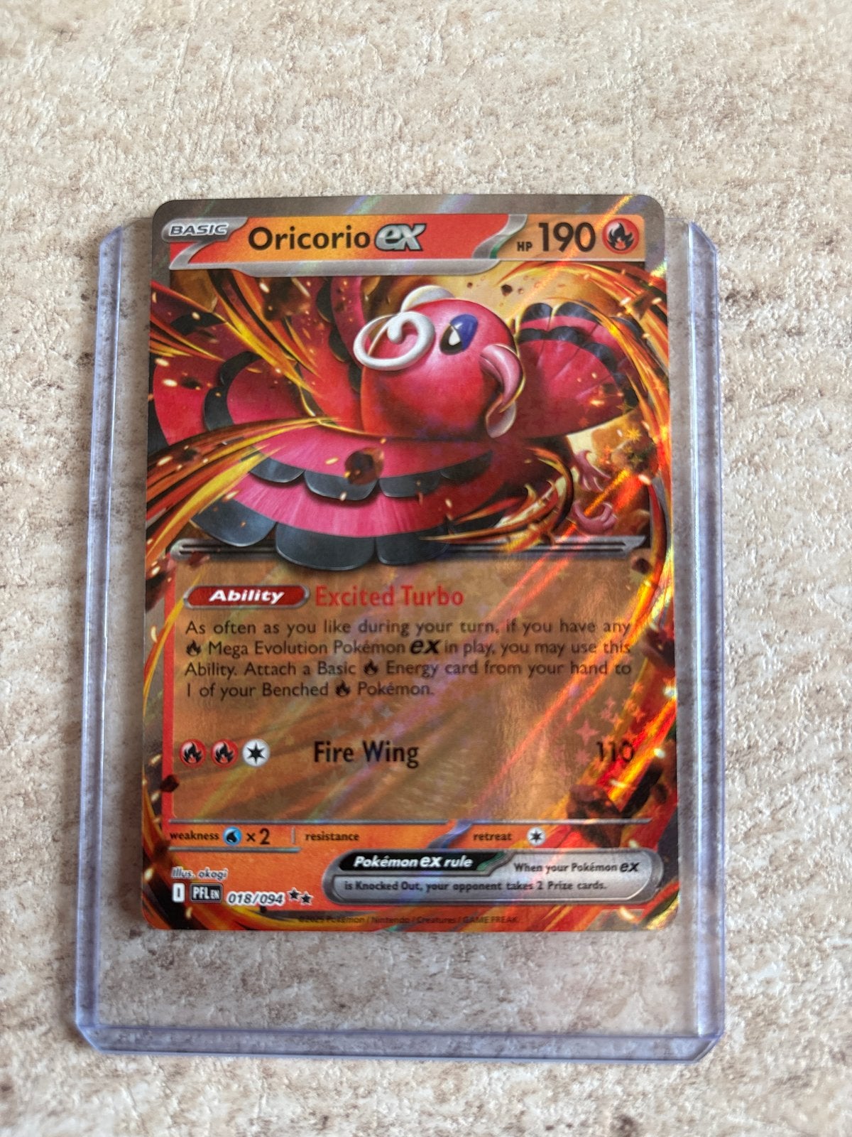 Oricorio-GX EX Full Art Pokémon Kaart 018/094, Hobby en Vrije tijd, Verzamelkaartspellen | Pokémon, Zo goed als nieuw, Losse kaart