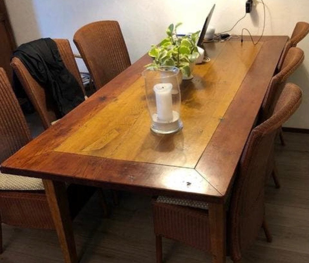 Houten oude eiken eettafel antiek, Ophalen, Gebruikt, 50 tot 100 cm, 150 tot 200 cm