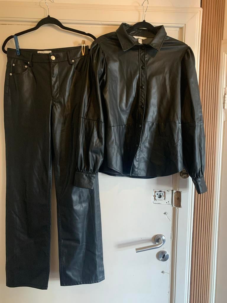 Leren broek en blouse set van Zara en H&M - Maat M, Ophalen of Verzenden, Zo goed als nieuw, Maat 38/40 (M), Zwart