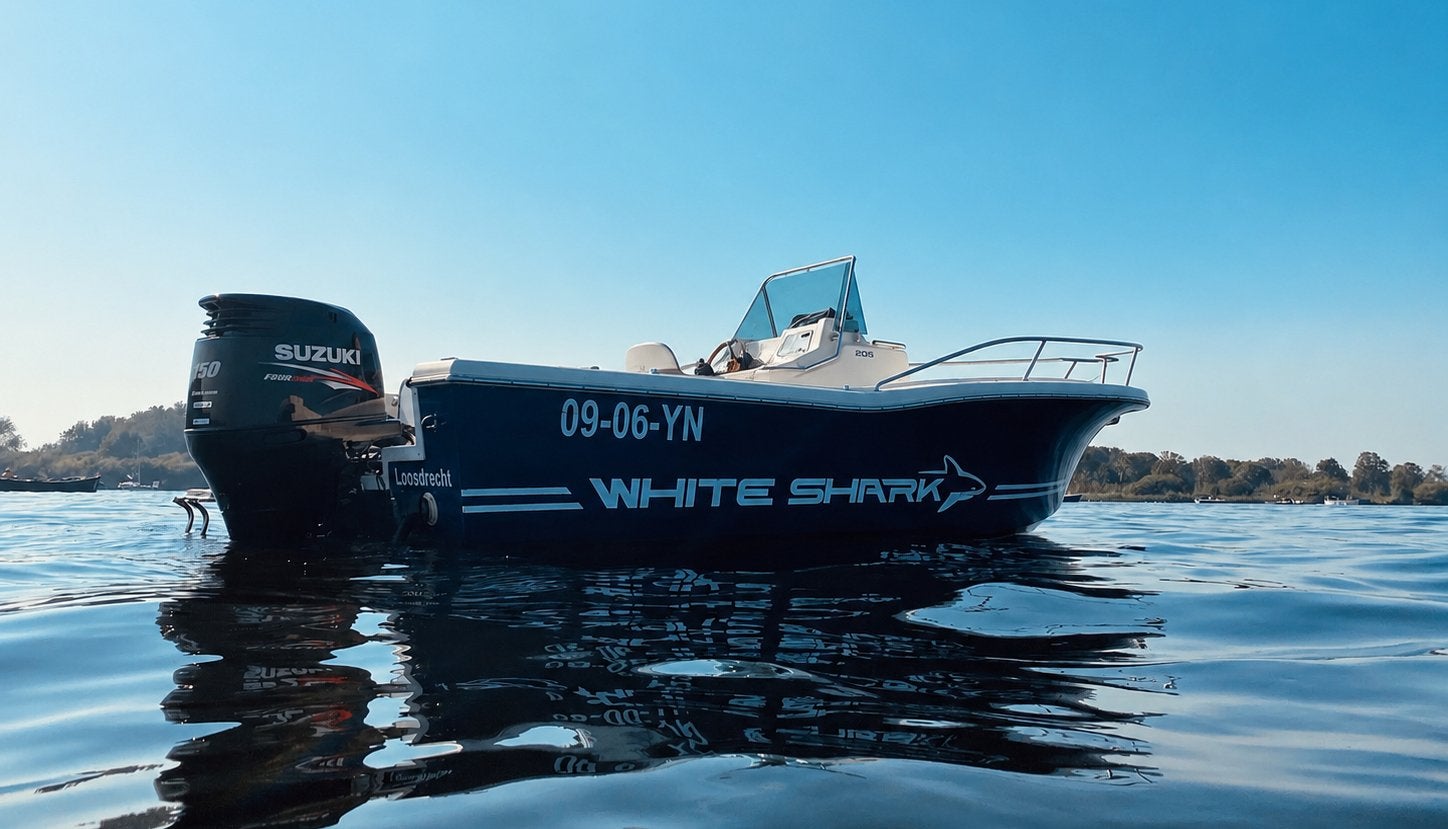 Whiteshark 205 + 150PK Suzuki + Trailer | Compleet |, Watersport en Boten, Overige merken, Gebruikt, 150 pk, Elektrische start