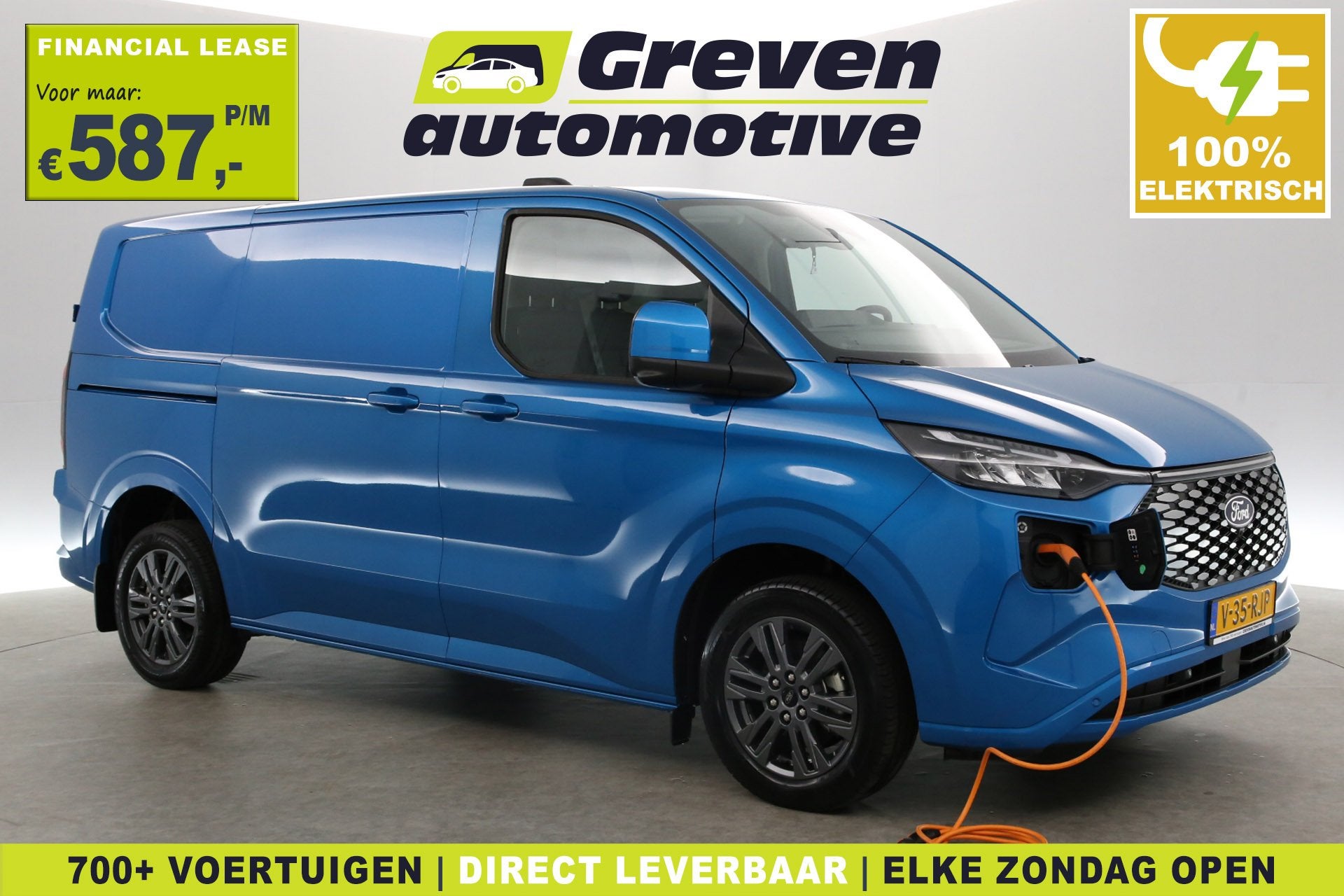 Ford E-Transit Custom 65 kWh Limited L1H1 | Snelladen | Clim, Auto's, Automaat, Gebruikt, Blauw, Geheel digitaal combi-instrument