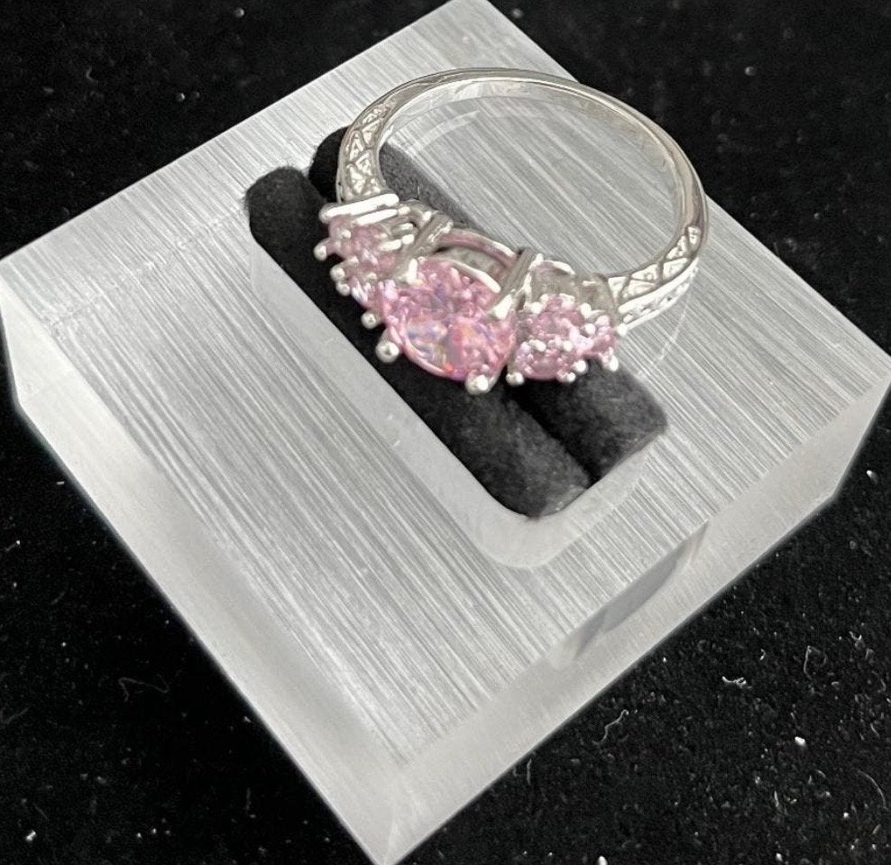 Nieuwe Sterling Zilveren Ring met Roze Steen - Maat 20, Sieraden, Tassen en Uiterlijk, 20 of groter, Nieuw, Ophalen of Verzenden
