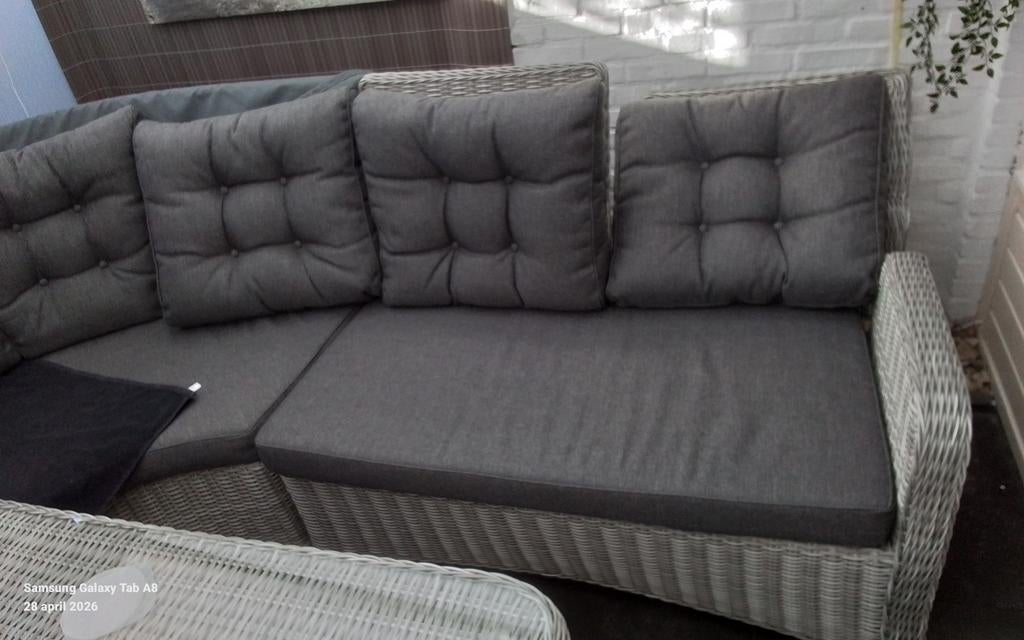 Kompleet set hoekbank, stoelen, tafel, hockers, hoezen., Tuin en Terras, Tuinsets en Loungesets, Ophalen, Bank, Meer dan 8 zitplaatsen