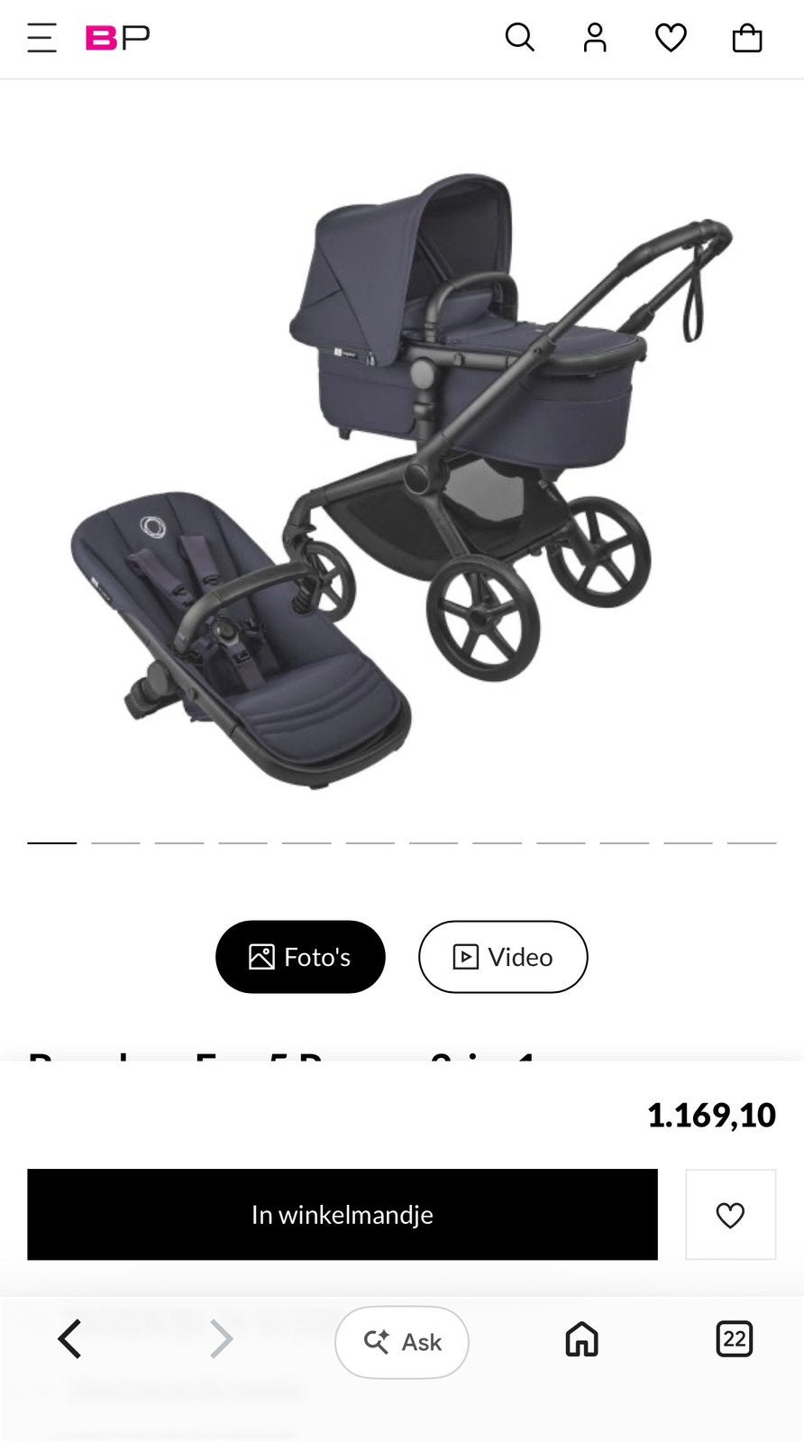 Bugaboo fox 2 complete, Ophalen, Gebruikt, Bugaboo, Verstelbare duwstang