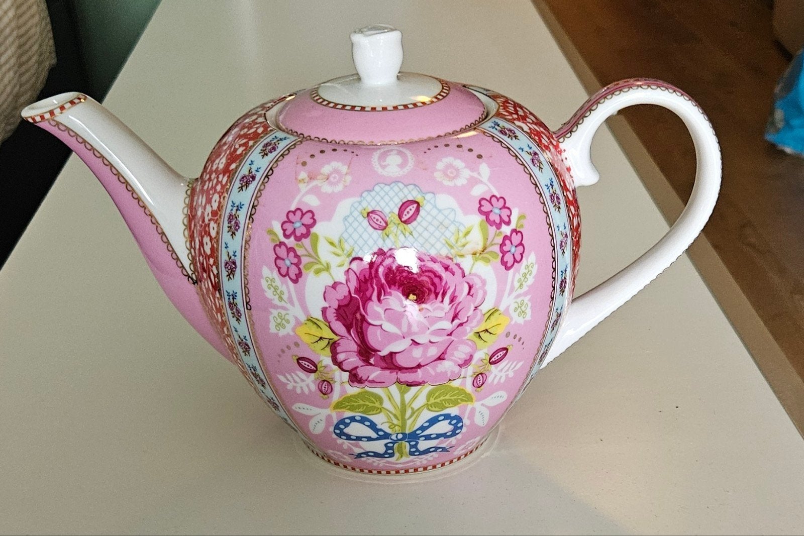 Pip Studio theepot roze met bloemen, Huis en Inrichting, Zo goed als nieuw, Roze, Steen/keramiek, Overige merken