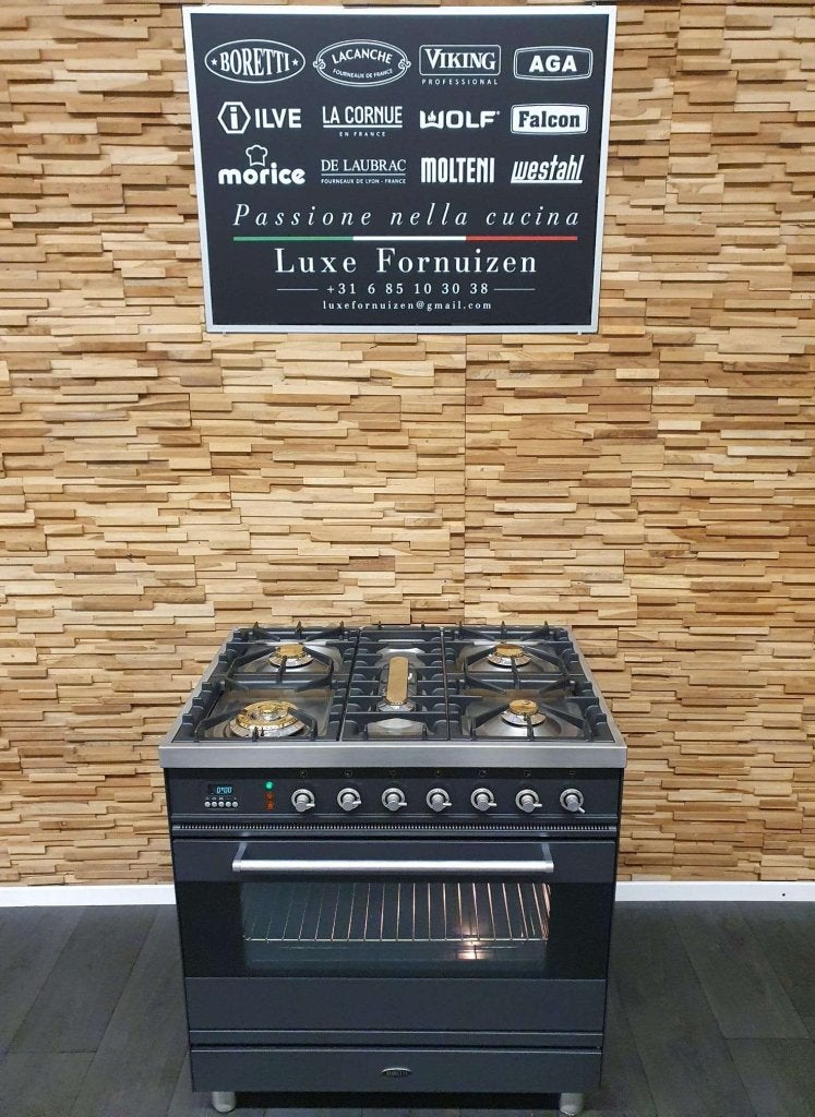 Boretti Fornuis 80cm antraciet rvs elektrische oven 5 pits, Niet ingevuld, 60 cm of meer, Niet ingevuld, Ophalen of Verzenden