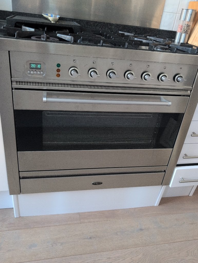 Boretti VS97 90 cm Dual-Fuel Fornuis met 5 Gasbranders, Ophalen, Gebruikt, Oven, 60 cm of meer