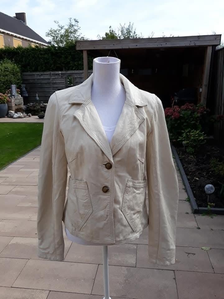 Jas van leer nieuw beige maat L, Beige, Maat 42/44 (L), Nieuw, Ophalen of Verzenden