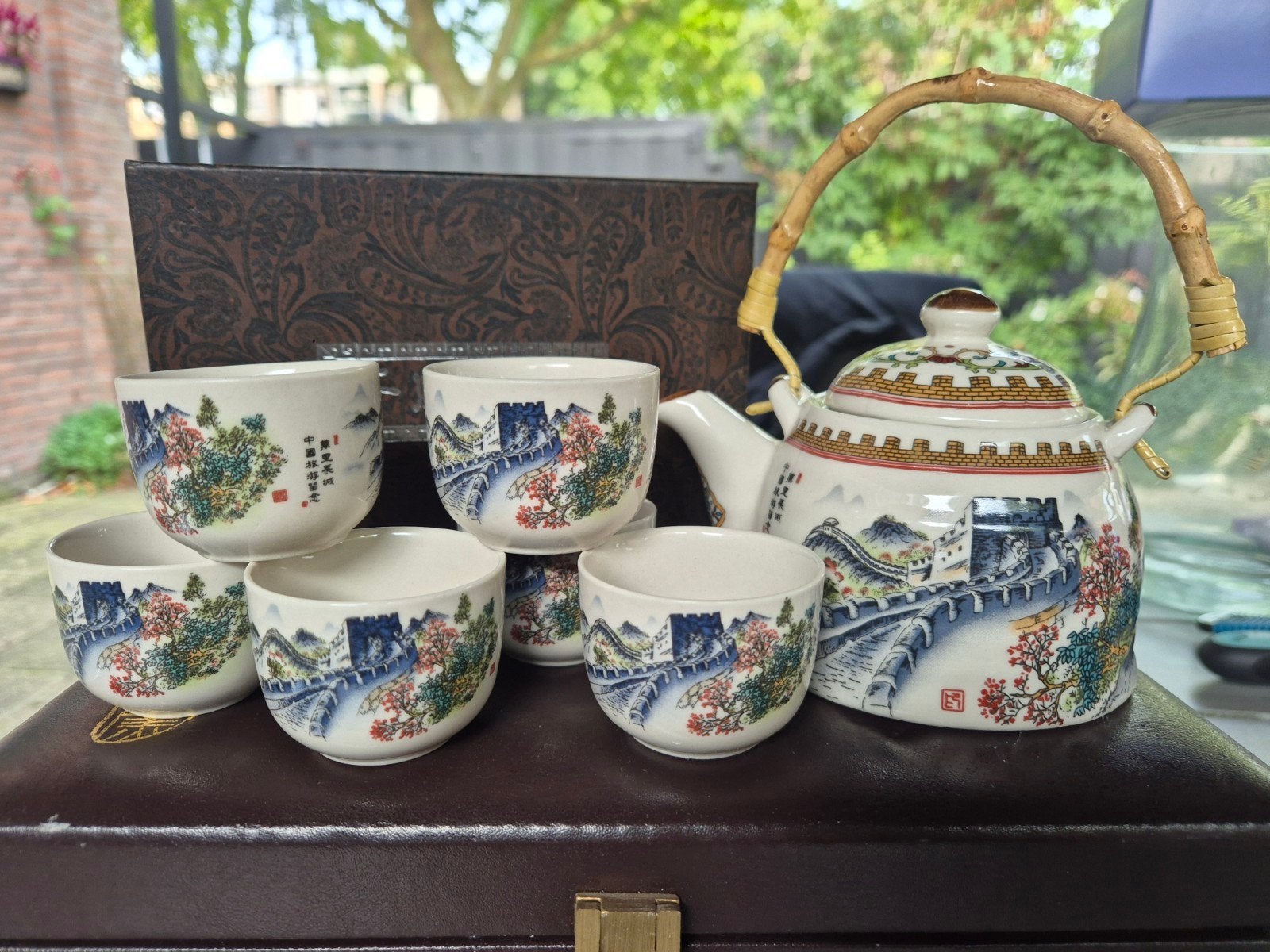 Prachtig Chinees Porseleinen Theeservies (Chinese Muur), Antiek en Kunst, Ophalen