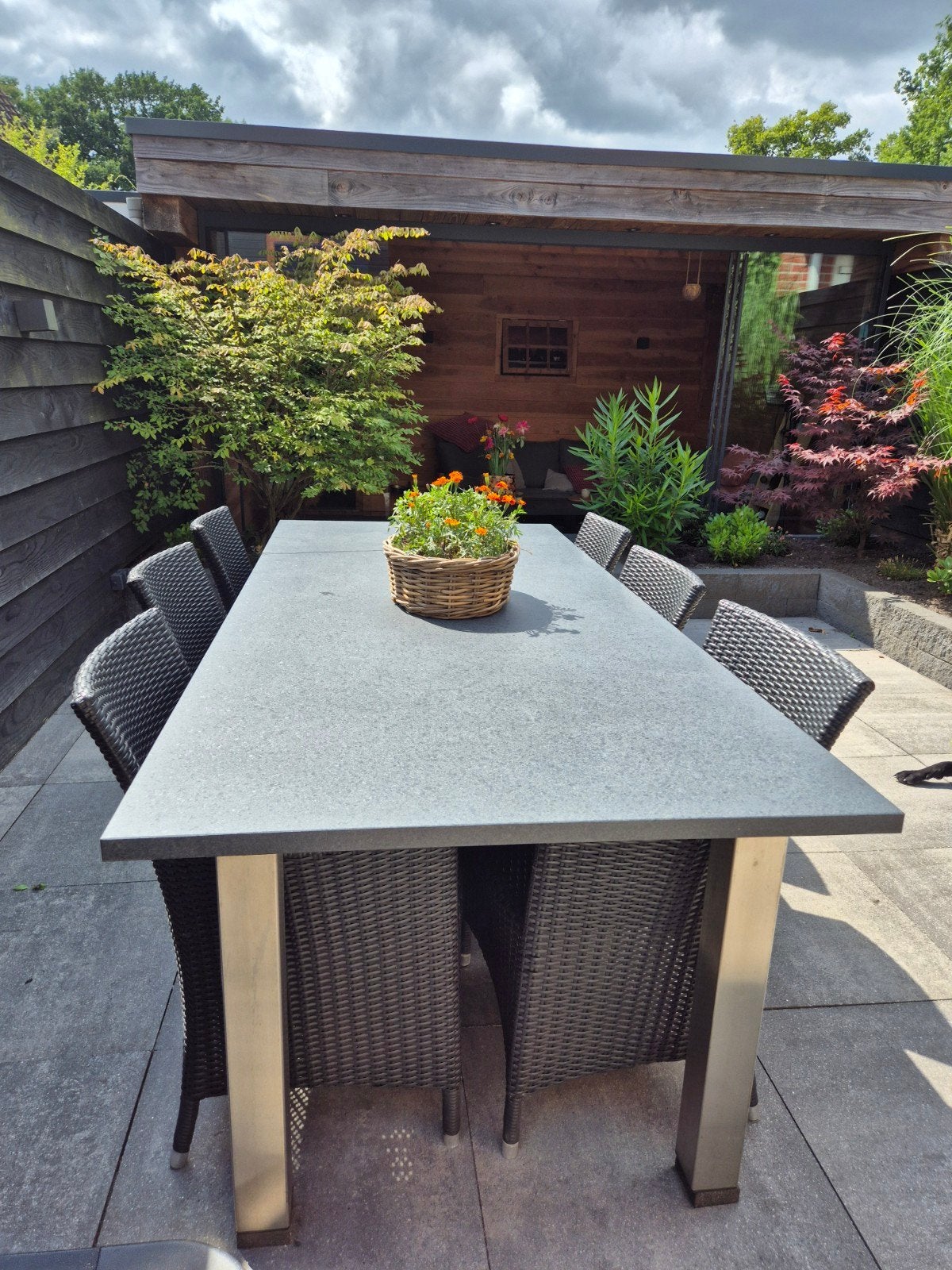 Tuintafel met 6 stoelen, Tuin en Terras, Ophalen of Verzenden, Gebruikt, Overige materialen