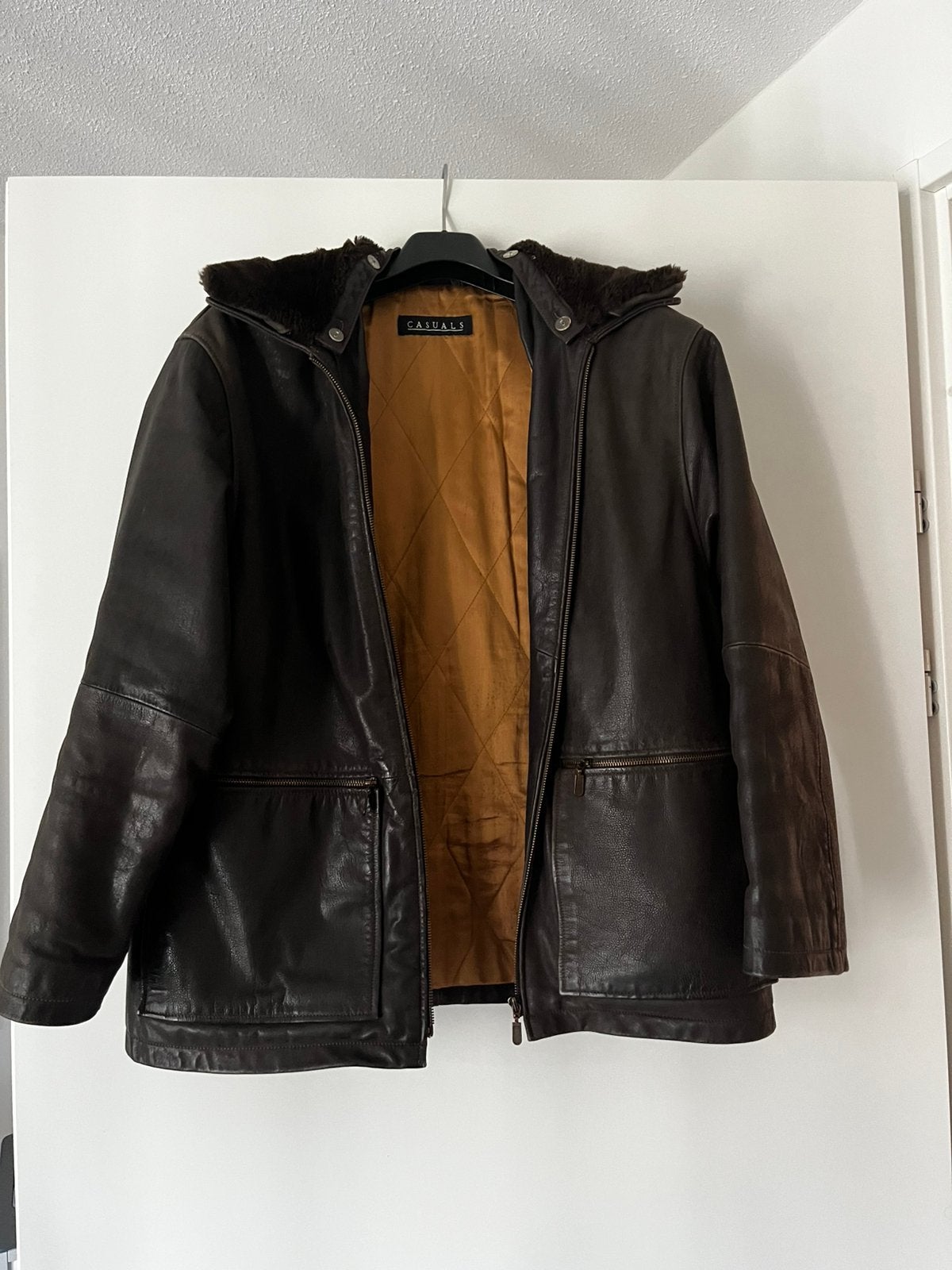 Unisex leren jas, Kleding | Dames, Ophalen of Verzenden, Gedragen, Maat 38/40 (M), Bruin