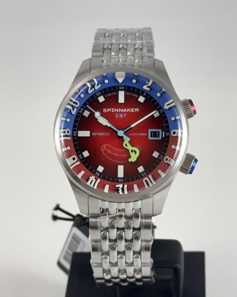 Spinnaker  GMT Automatic “Mr. Krabs” Limited Edition Nieuw!, Leer, Polshorloge, Nieuw, Ophalen
