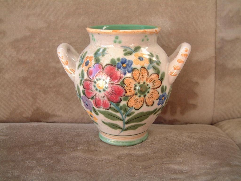 Gouda plateel vaas met oren model RITA nr 2846, Ophalen of Verzenden
