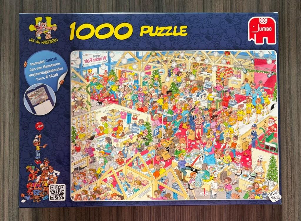 NIEUW: Haasteren - Winter Fair met verj.kalender - 1000 st., Hobby en Vrije tijd, Denksport en Puzzels, Ophalen of Verzenden, 500 t/m 1500 stukjes