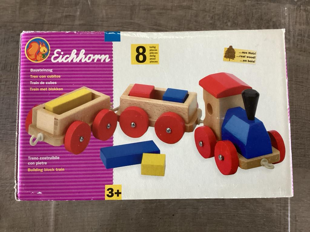 Eichhorn houten trein met blokken, Ophalen of Verzenden, Nieuw, Duw- of Trekspeelgoed