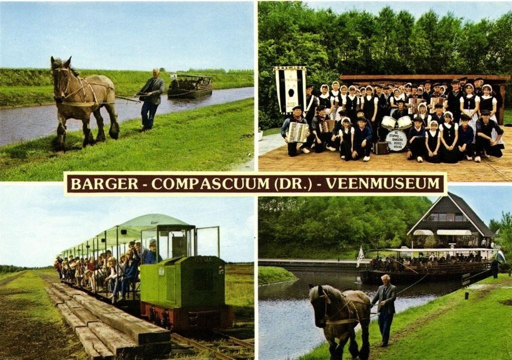 Barger-Compascuum [Dr.] - Veenmuseum - 4 afb - ongelopen, Ophalen of Verzenden, 1960 tot 1980, Ongelopen, Drenthe