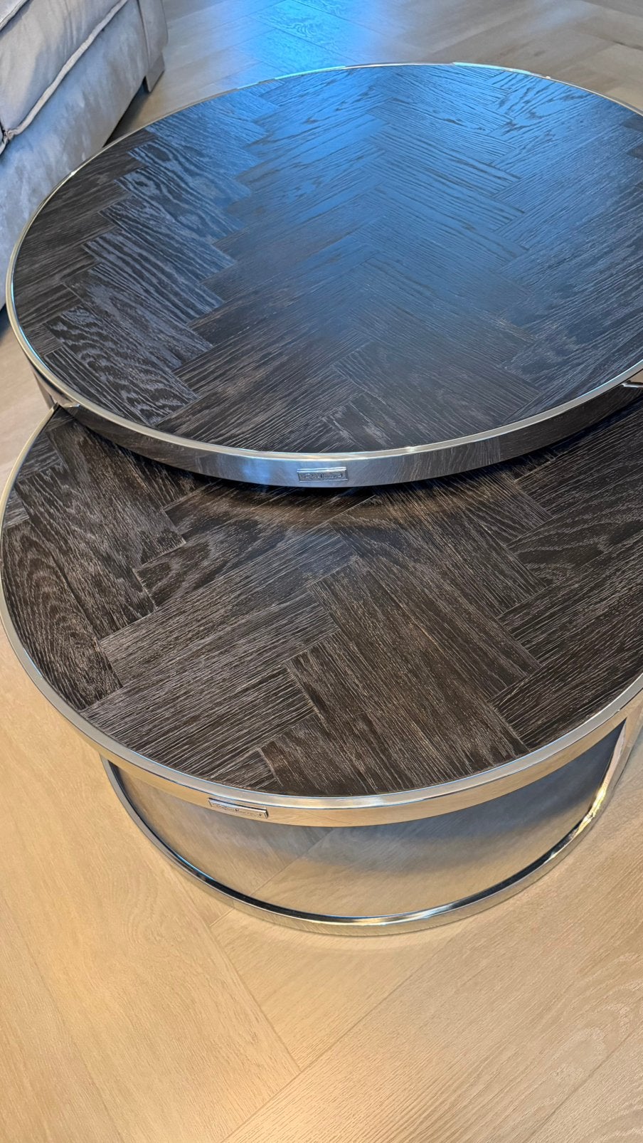 Richmond Blackbone Silver salontafelset – set van 2 – luxe, 50 tot 100 cm, Luxe, Rond, 50 tot 100 cm