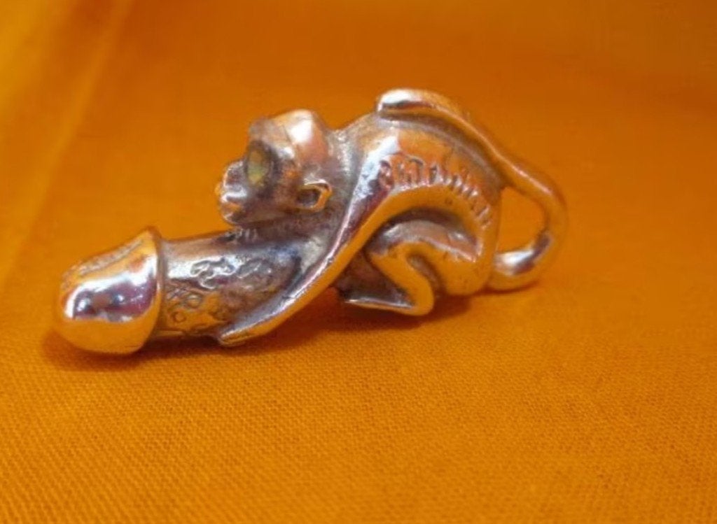 Zilveren erotische kettinghanger Palad Khik uit Thailand, Verzenden, Nieuw, Kruis of Symbool, Zilver
