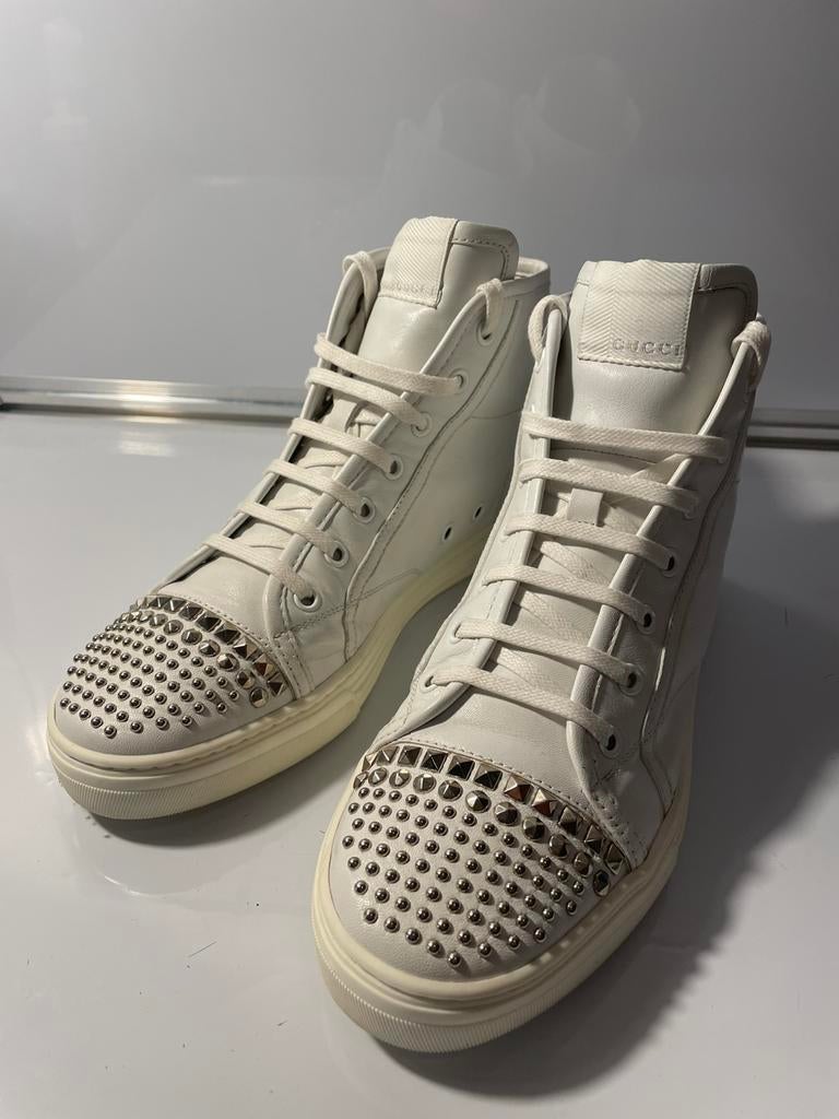 Gucci White Leather High Top Studded trainers New 37, Wit, Nieuw, Ophalen of Verzenden, Sneakers of Gympen