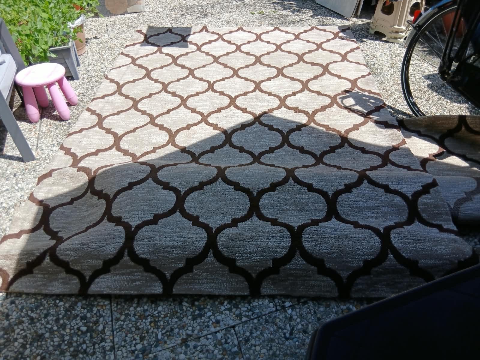 Groot rechthoekig tapijt 200x290 cm met Marokkaans patroon, Huis en Inrichting, Stoffering | Tapijten en Kleden, Gebruikt, Bruin
