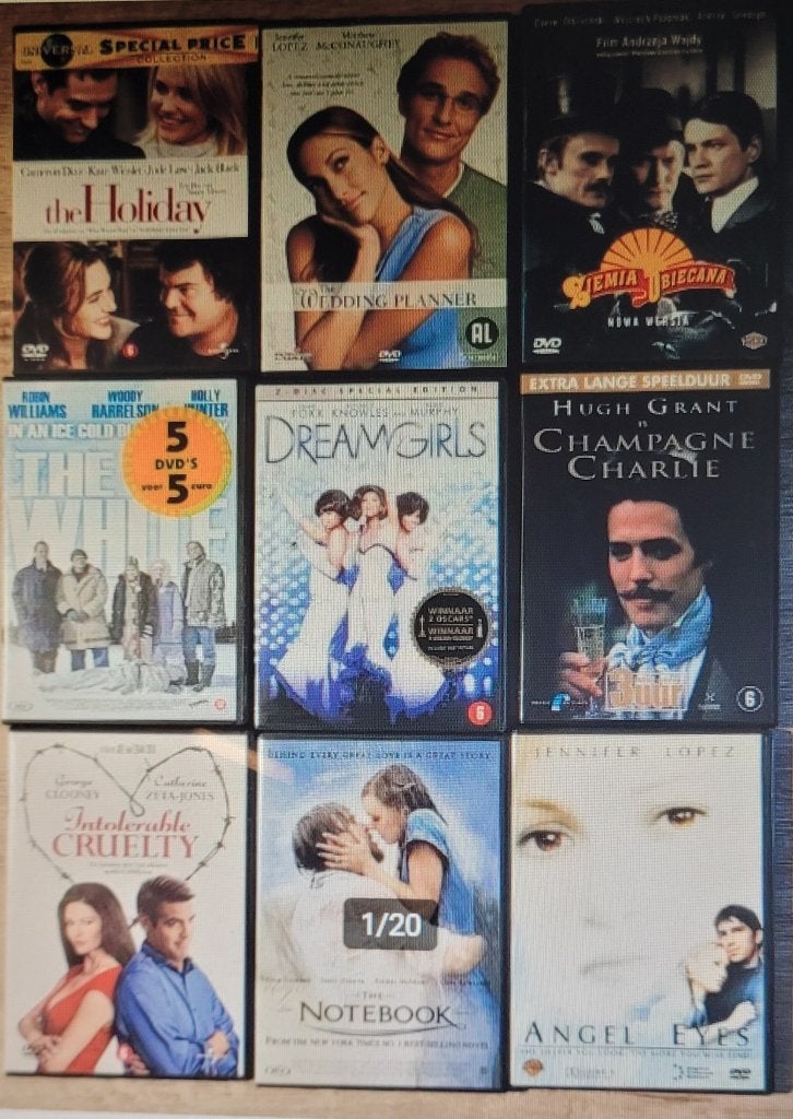 dvd komedy's -drama 9 dvd speelfilms, kaskrakers, Vanaf 6 jaar, Ophalen of Verzenden, Zo goed als nieuw, Romantische komedie