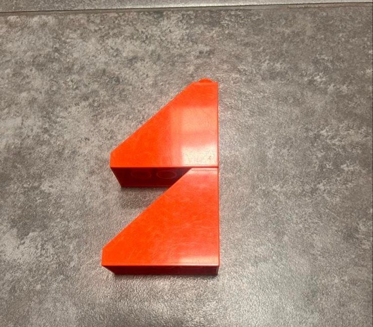 2 Oranje Duplo Schuine Blokken - Dak/Helling Bouwstenen, Ophalen of Verzenden, Gebruikt, Losse stenen, Duplo
