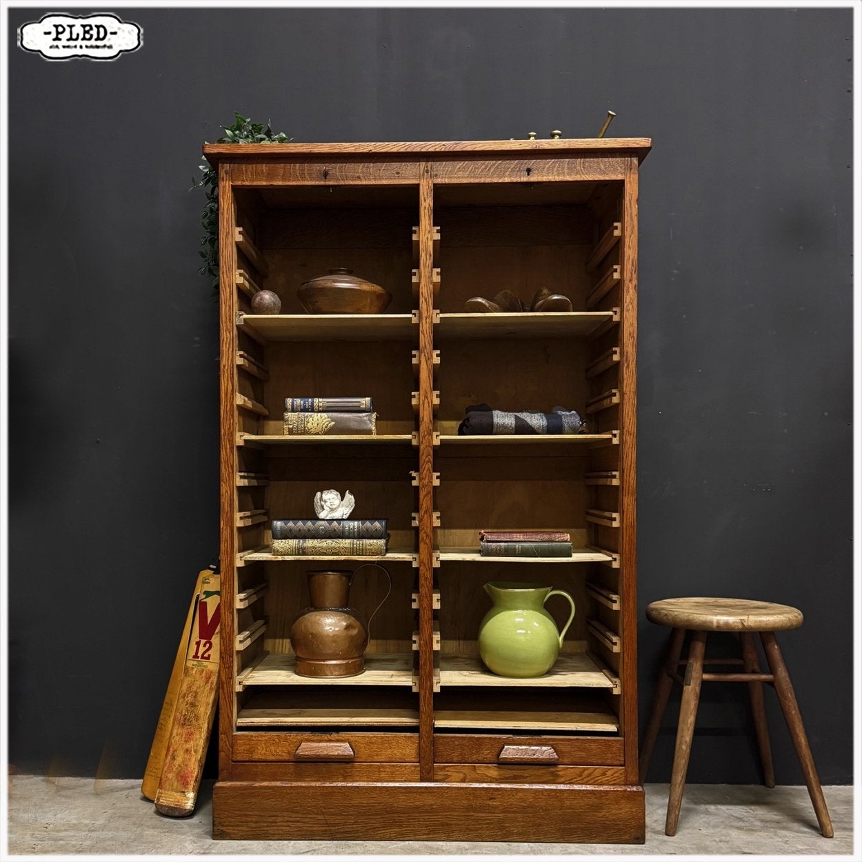 Tweedeurs roldeurkast Kast Archiefkast Boekenkast, Ophalen, Gebruikt, 100 tot 150 cm, Vintage Officestijl