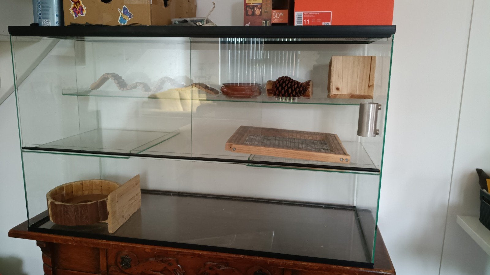 Gerbil/Hamster glazen bak met schuiframen, Ophalen, Gebruikt, Overige typen