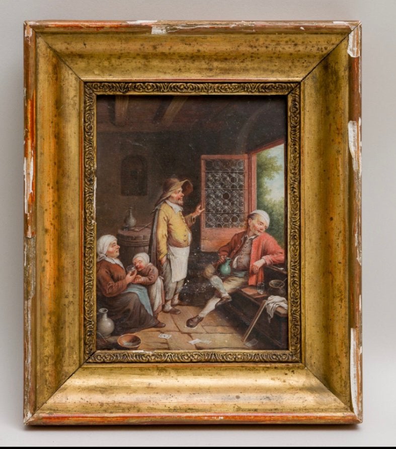 Hollandse School  tafereel schilderij op hout  ongesigneerd, Verzenden