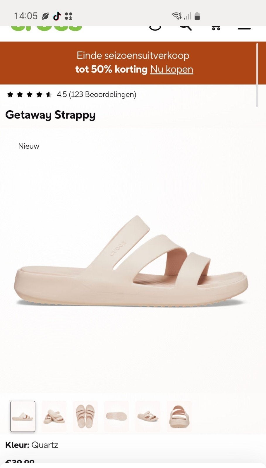 NIEUW! Crocs Getaway Strappy Sandalen - Quartz, Ophalen, Overige kleuren, Nieuw, Sandalen of Muiltjes