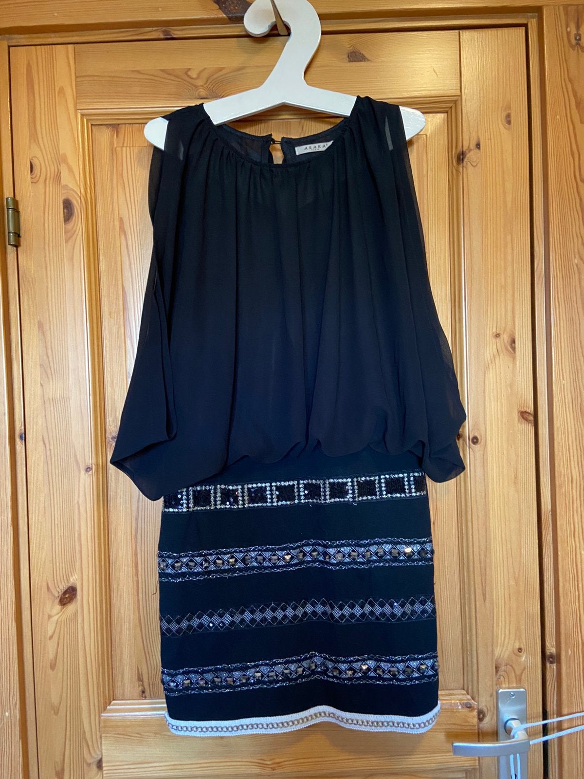 Jurk zwart Azara paris 38 oto 51 lengte 85, Kleding | Dames, Maat 38/40 (M), Zwart, Ophalen of Verzenden, Zo goed als nieuw