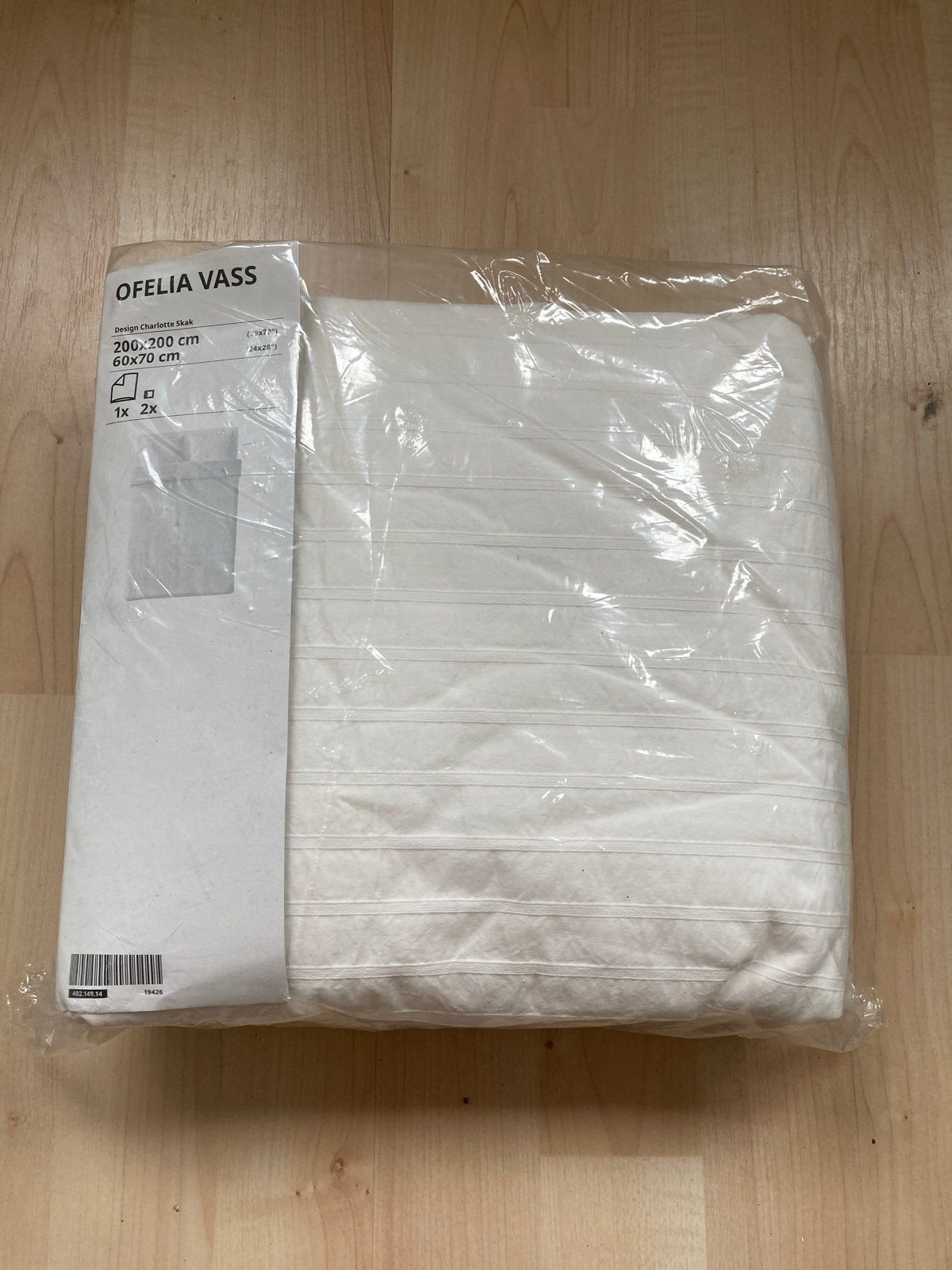 IKEA OFELIA VASS Dekbedovertrek 200x200 cm, Ophalen, Wit, Dekbedovertrek, Katoen