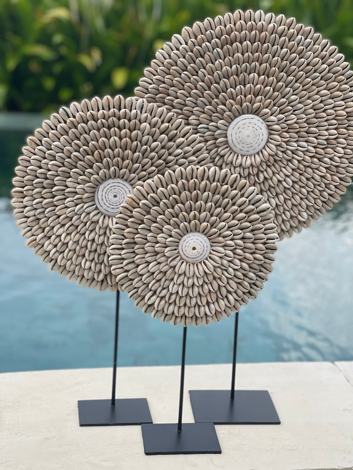 Decoratieve  Cowrie Schelpen decoratie op Standaard, Ribbonstore, Beige, Boho, Sint annaland