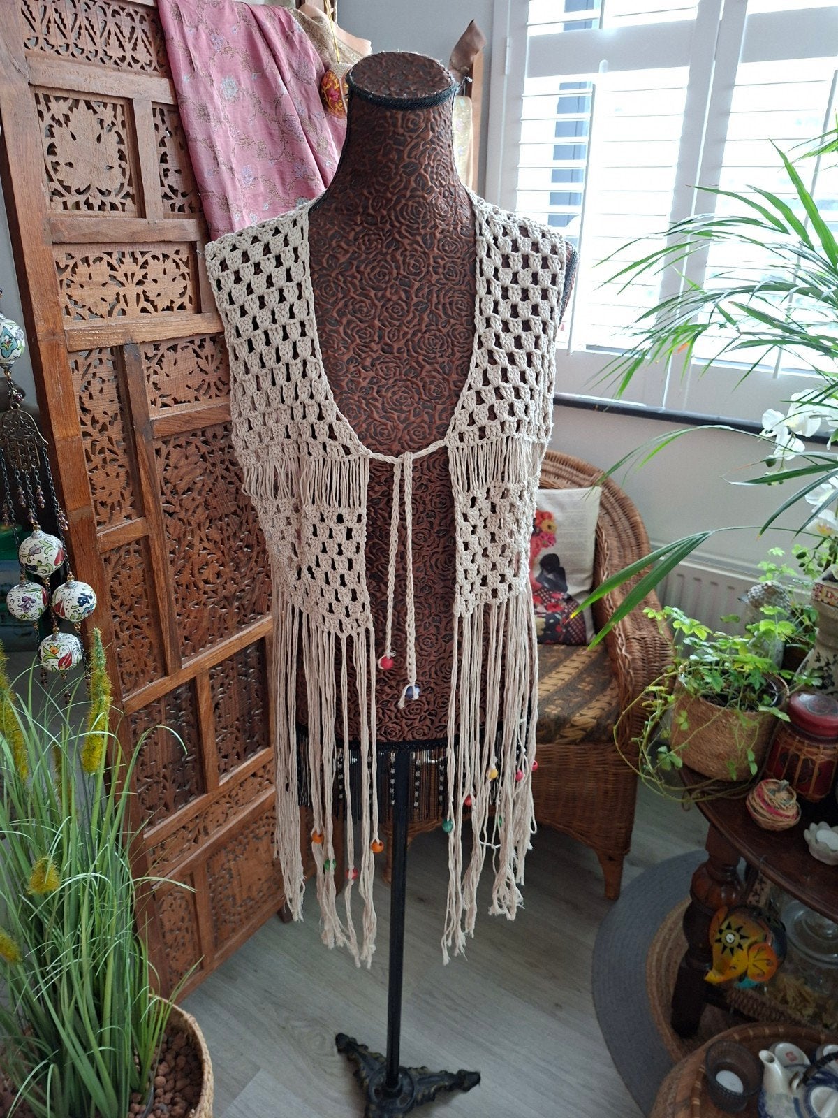 Nieuw!Ibiza/Superleuk handgemaakt gehaakt vestje/M t/m XL, Ibiza, Ophalen of Verzenden, Nieuw, Beige